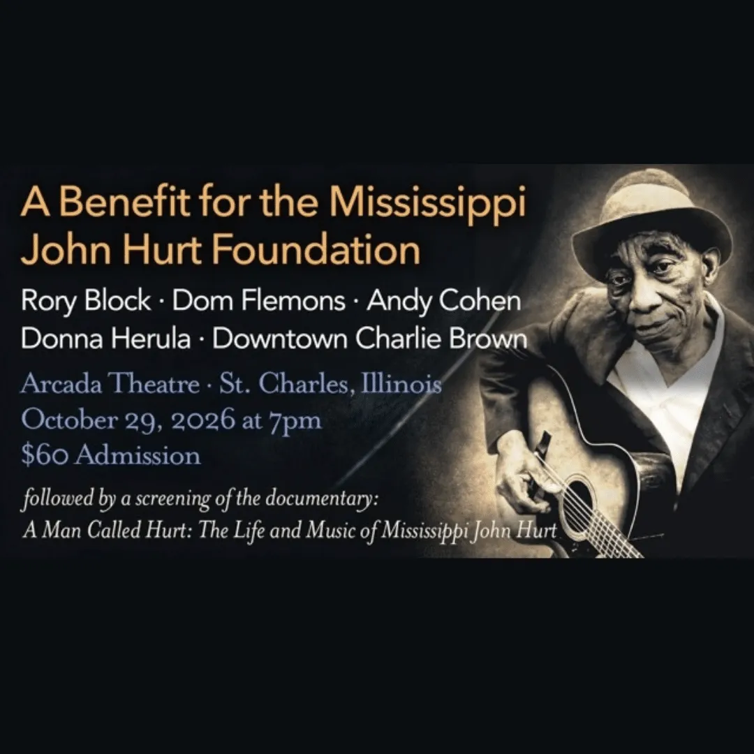 POSTPONED – CLUB ARCADA: A Benefit for the Mississippi John Hurt Foundation with performances by Rory Block, Dom Flemons, Andy Cohen, Donna Herula and Downtown Charlie Brown